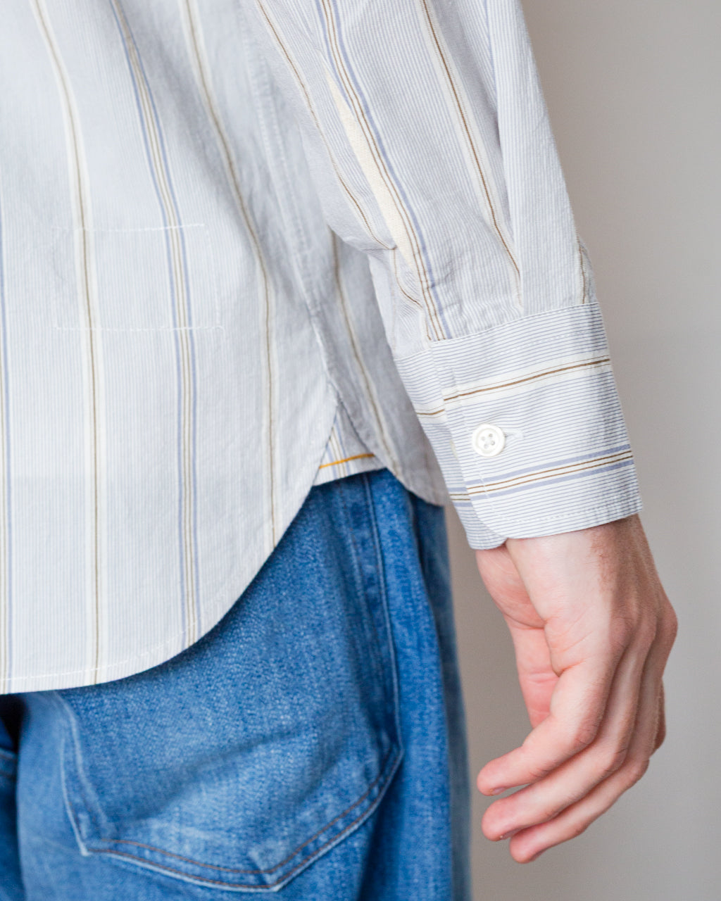 Square Pocket Shirt - Monk Stripe Dove