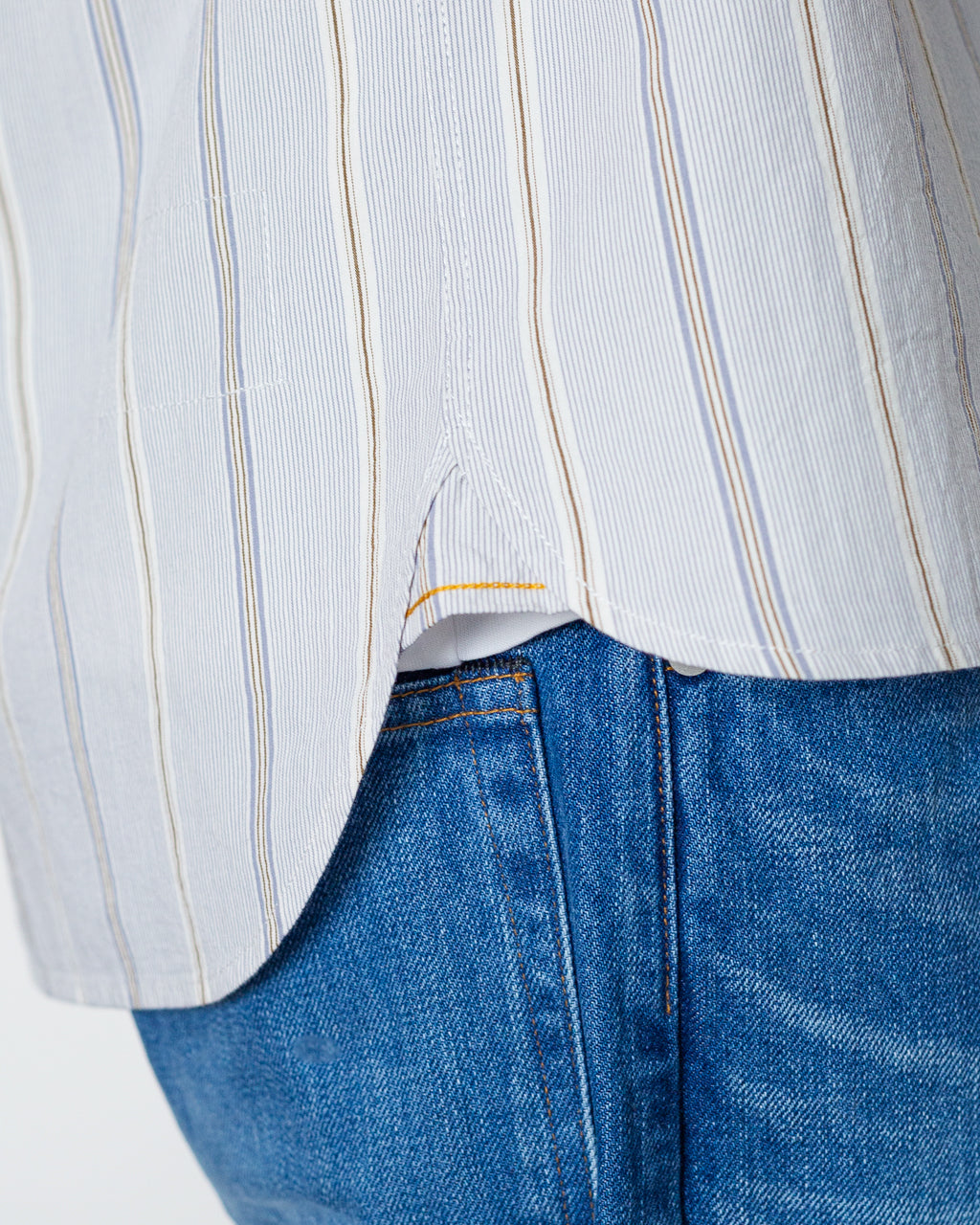 Square Pocket Shirt - Monk Stripe Dove