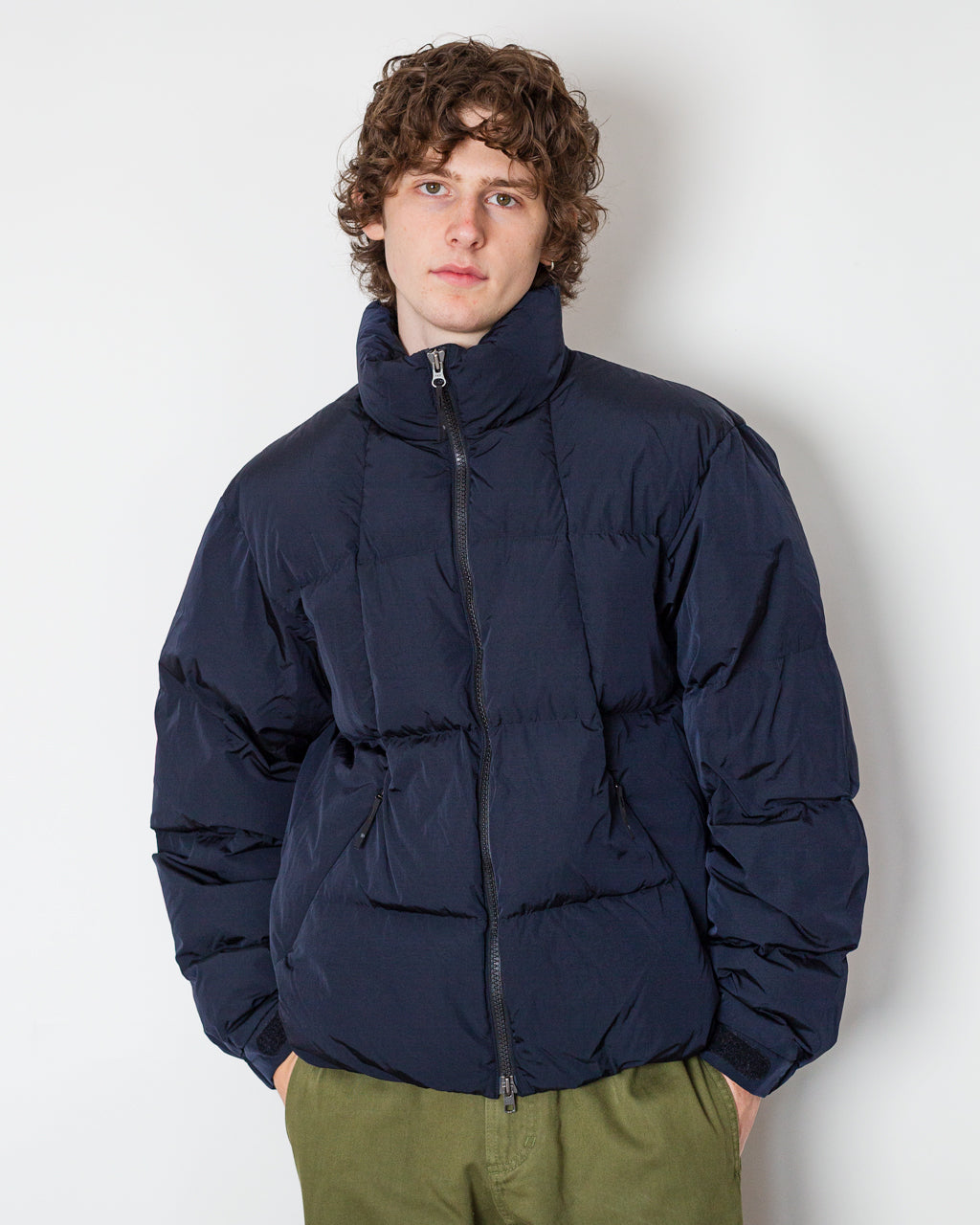 Dope Dyed Ripple Nylon Down Jacket - Dark Navy