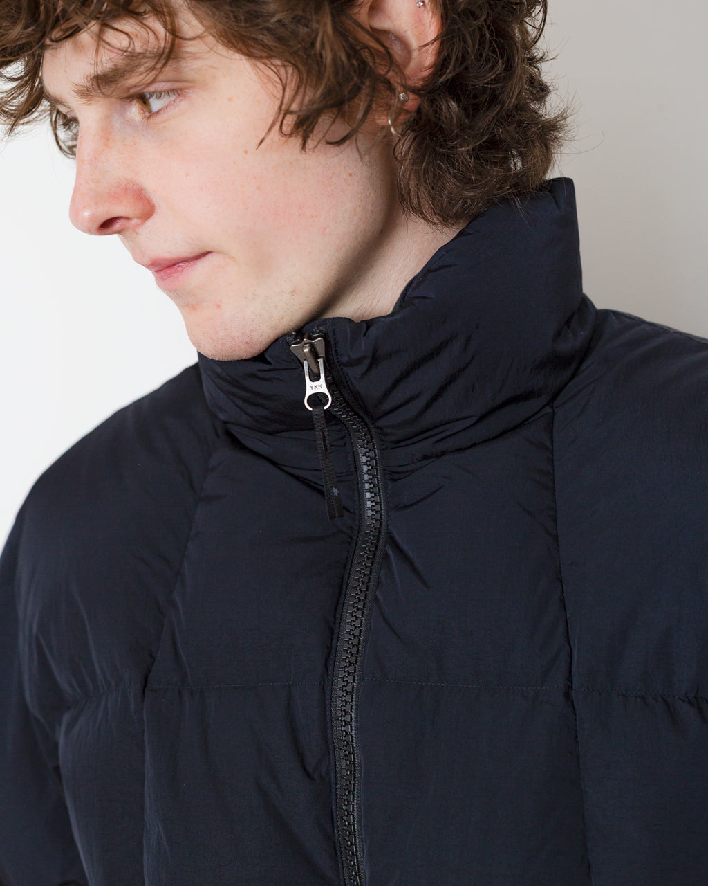 Dope Dyed Ripple Nylon Down Jacket - Dark Navy